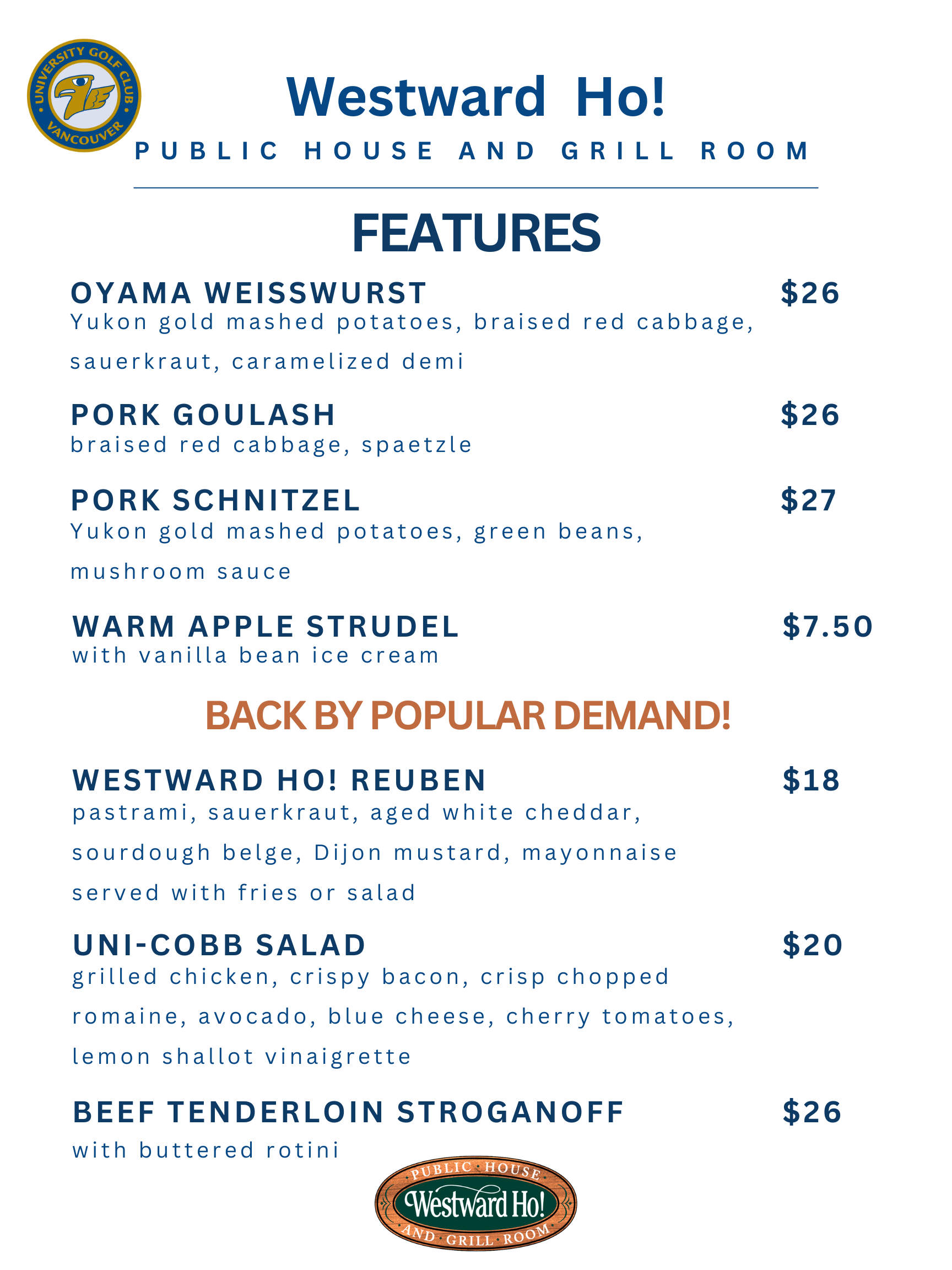 Dining Menus - University Golf Club